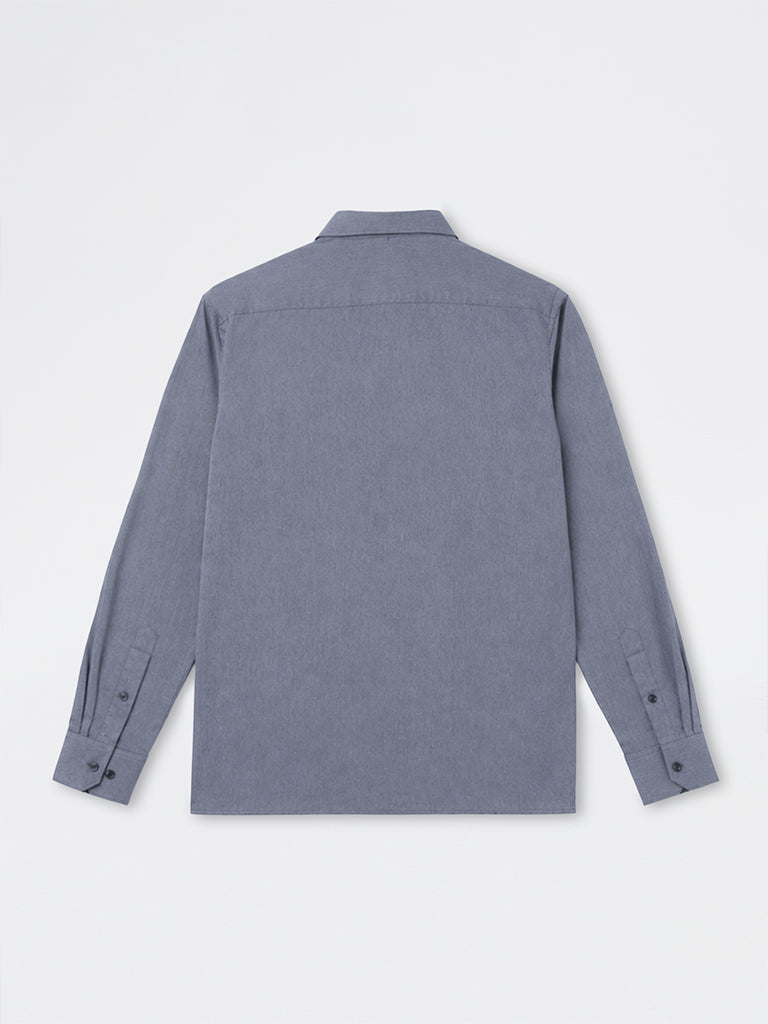 WES Formals Navy Relaxed-Fit Cotton Shirt