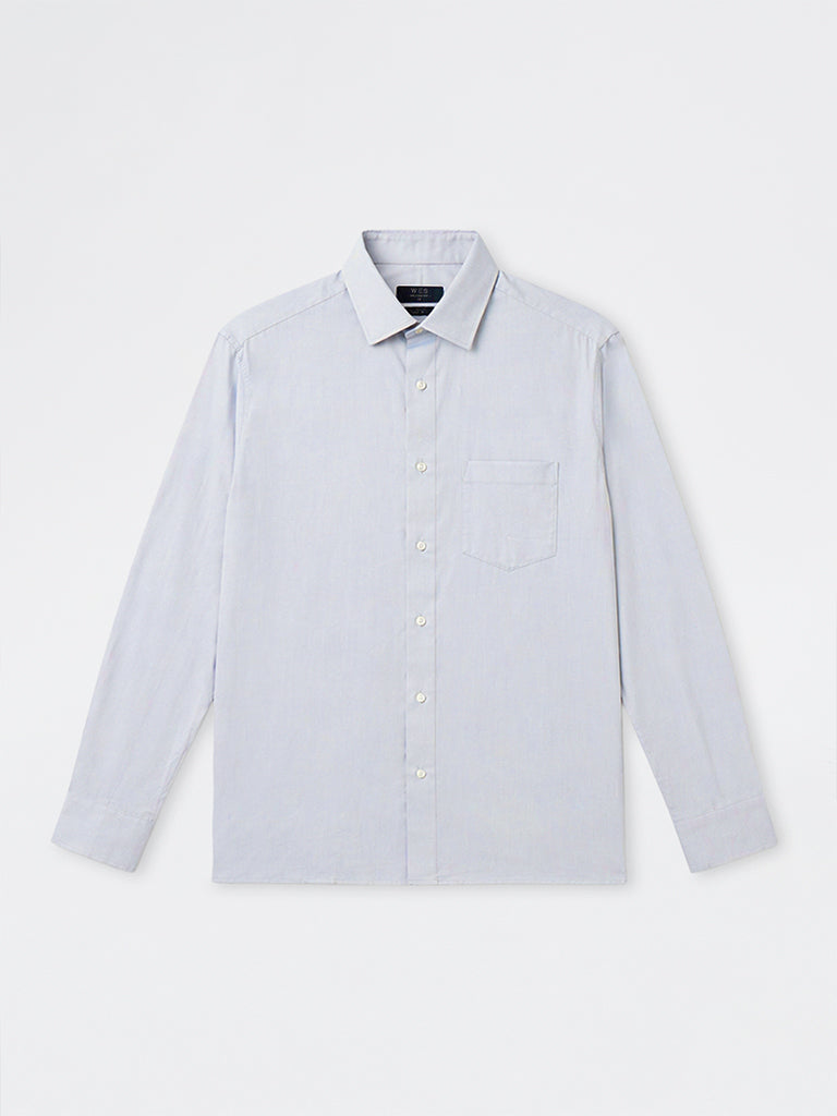 WES Formals Grey Relaxed-Fit Cotton Shirt