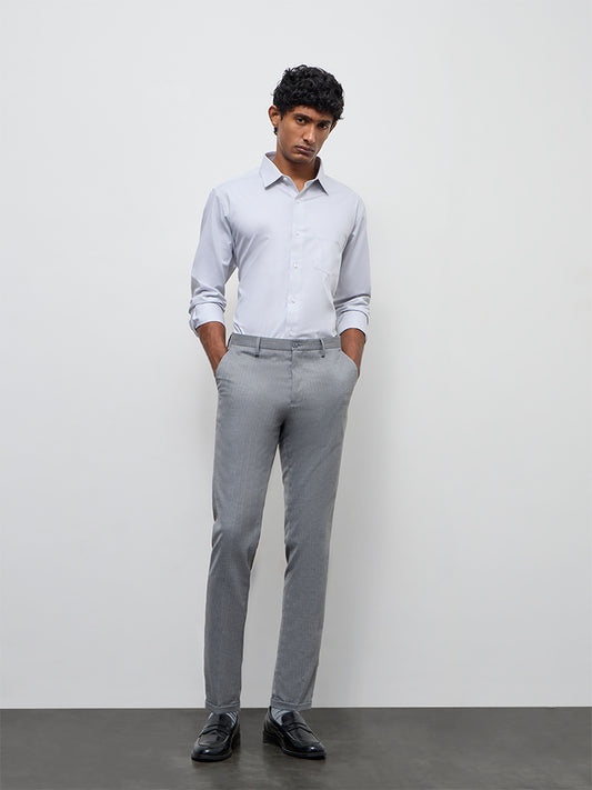 WES Formals Grey Relaxed-Fit Cotton Shirt