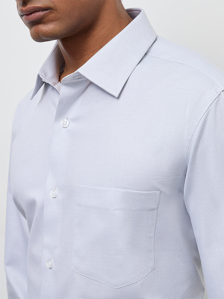WES Formals Grey Relaxed-Fit Cotton Shirt