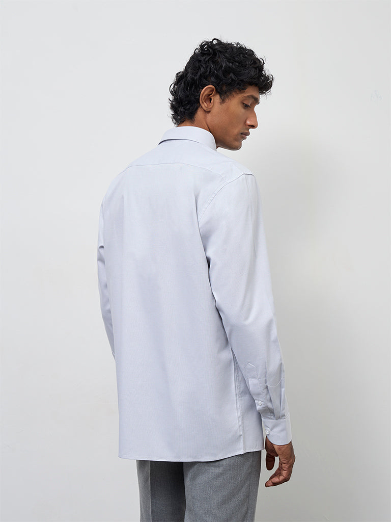 WES Formals Grey Relaxed-Fit Cotton Shirt