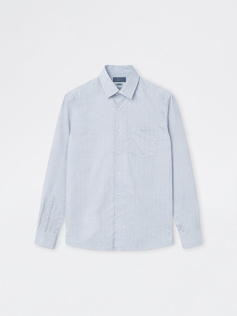 WES Formals Grey Slim-Fit Cotton Shirt