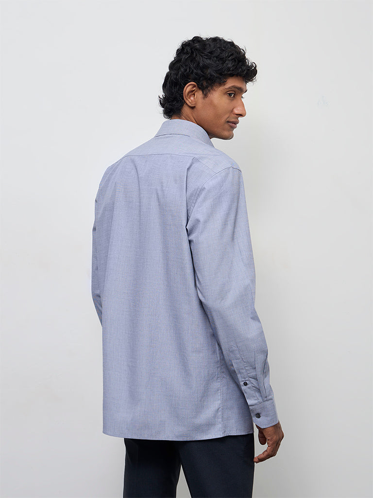 WES Formals Grey Relaxed-Fit Cotton Shirt