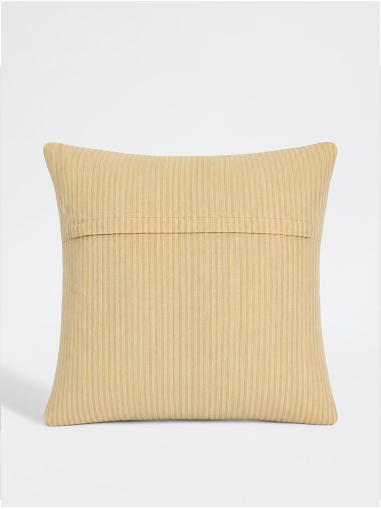 Westside Home Beige Stripe Embroidered Cushion Cover
