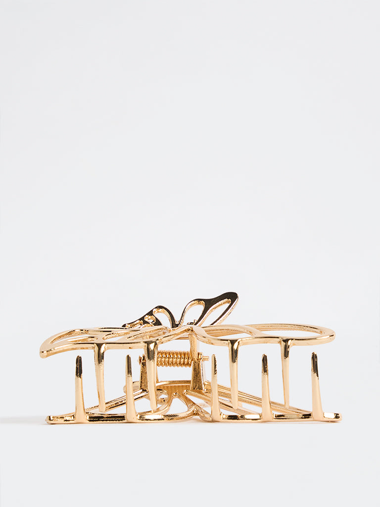 Westside Accessories Gold Butterfly-Design Claw Clip