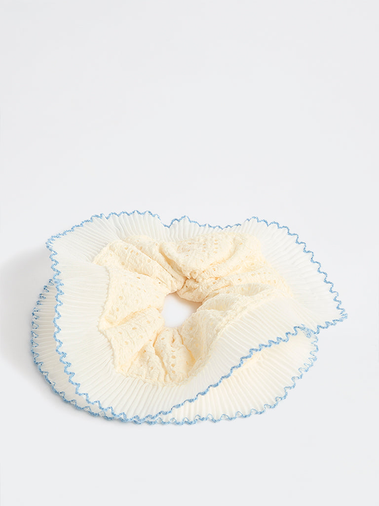 Westside Accessories White Eyelet Design Scrunchie