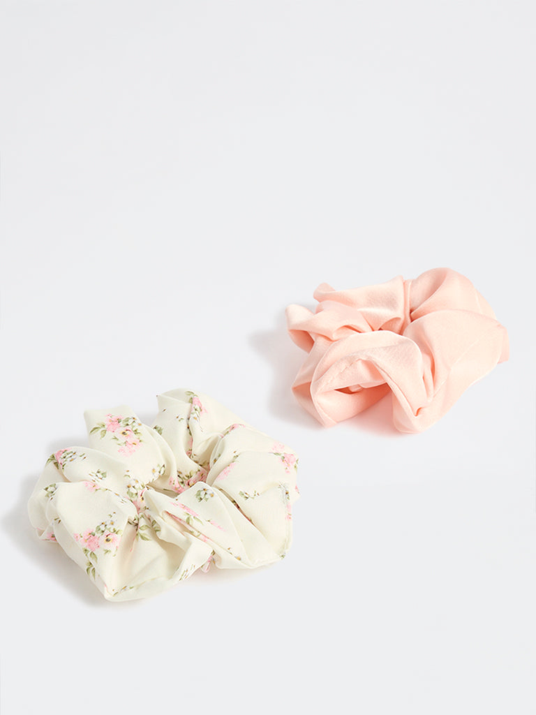 Westside Accessories Multicolour Floral Printed Scrunchies - Pack of 2