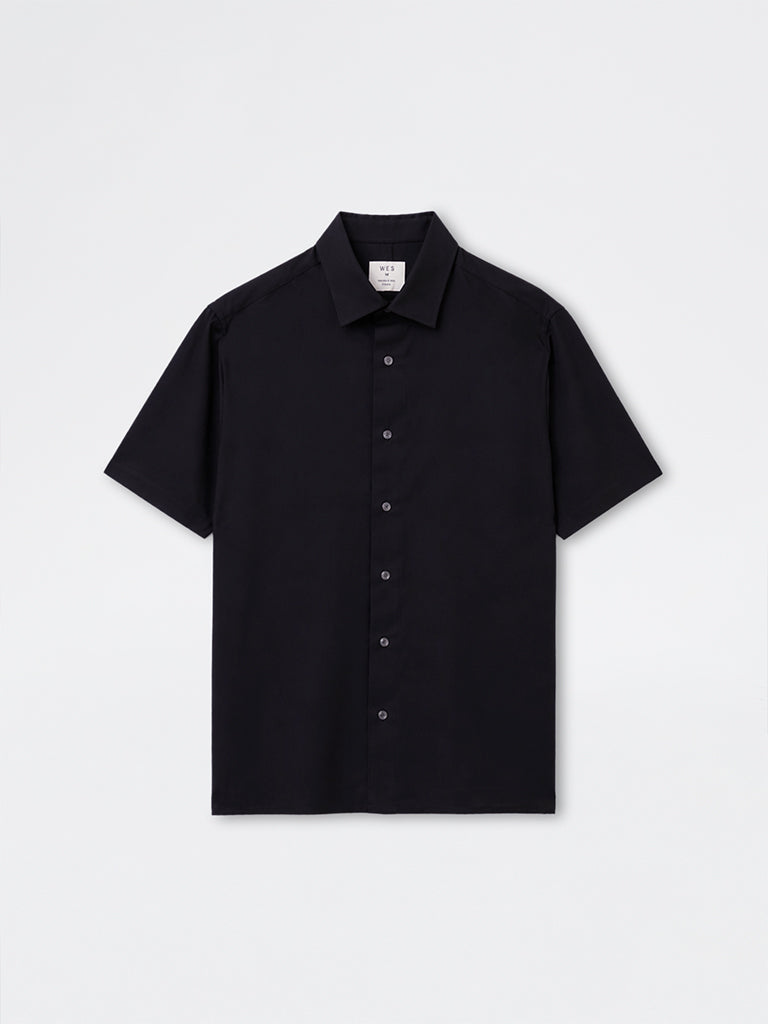 WES Formals Black Slim-Fit Shirt