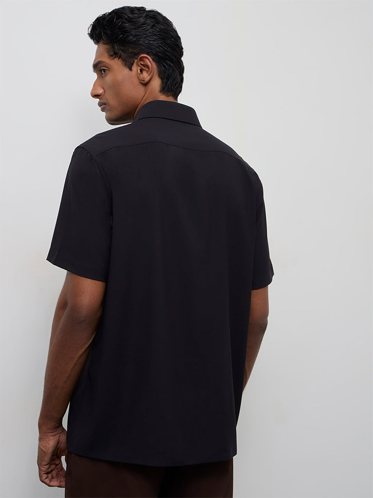 WES Formals Black Slim-Fit Shirt