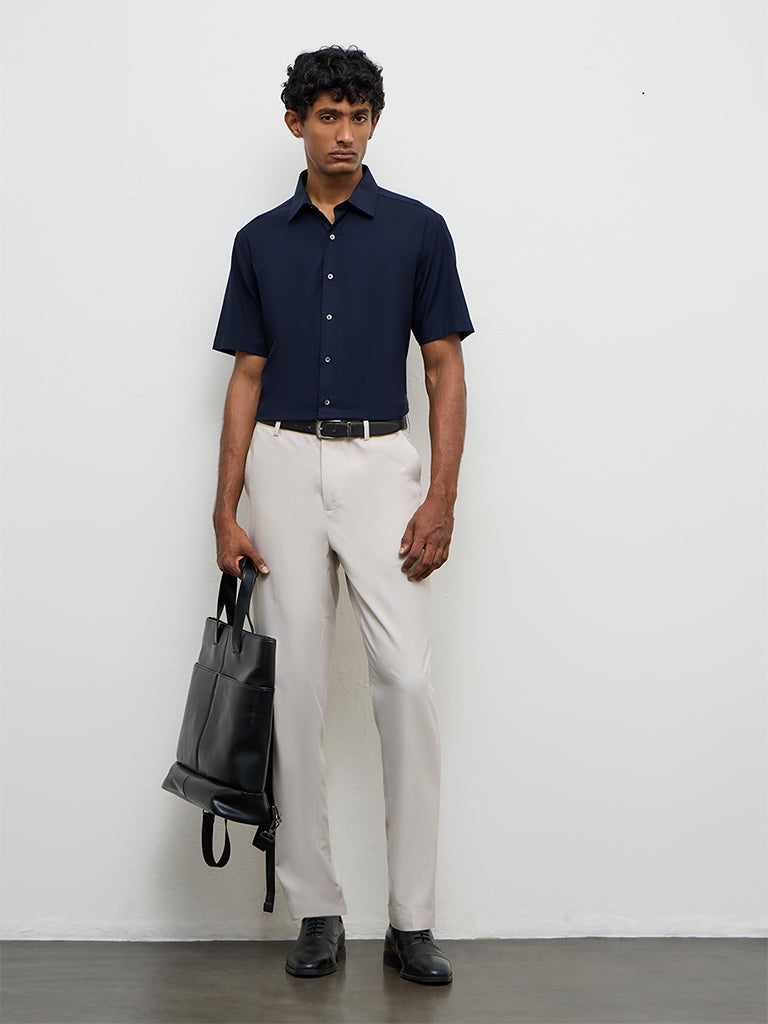 WES Formals Navy Slim-Fit Shirt