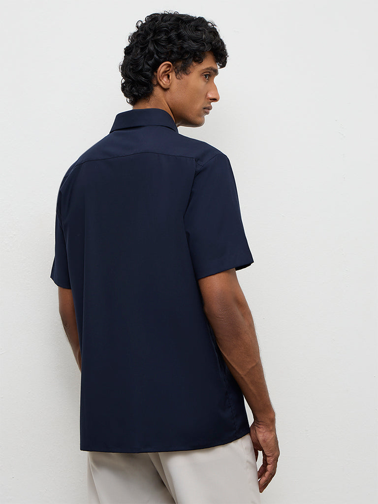 WES Formals Navy Slim-Fit Shirt
