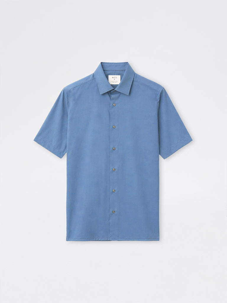 WES Formals Dusty Blue Slim-Fit Shirt