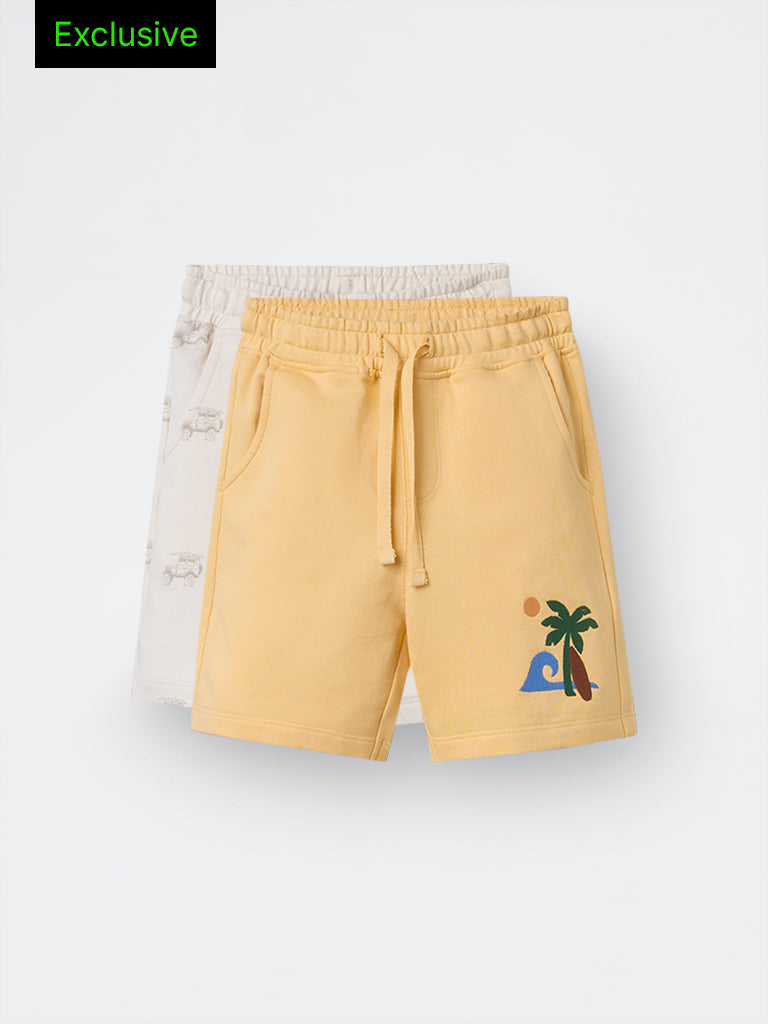 2-Pack HOP Kids Boys Multicolour Printed Mid-Rise Cotton Shorts