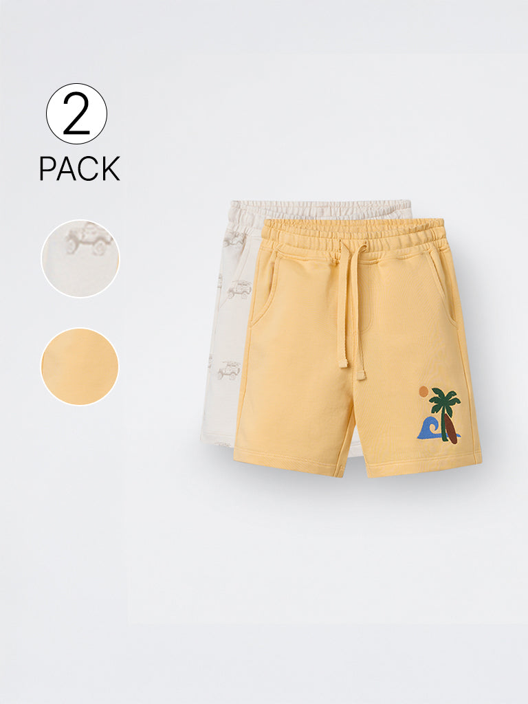 2-Pack HOP Kids Boys Multicolour Printed Mid-Rise Cotton Shorts