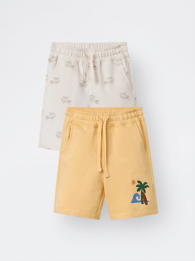 2-Pack HOP Kids Boys Multicolour Printed Mid-Rise Cotton Shorts