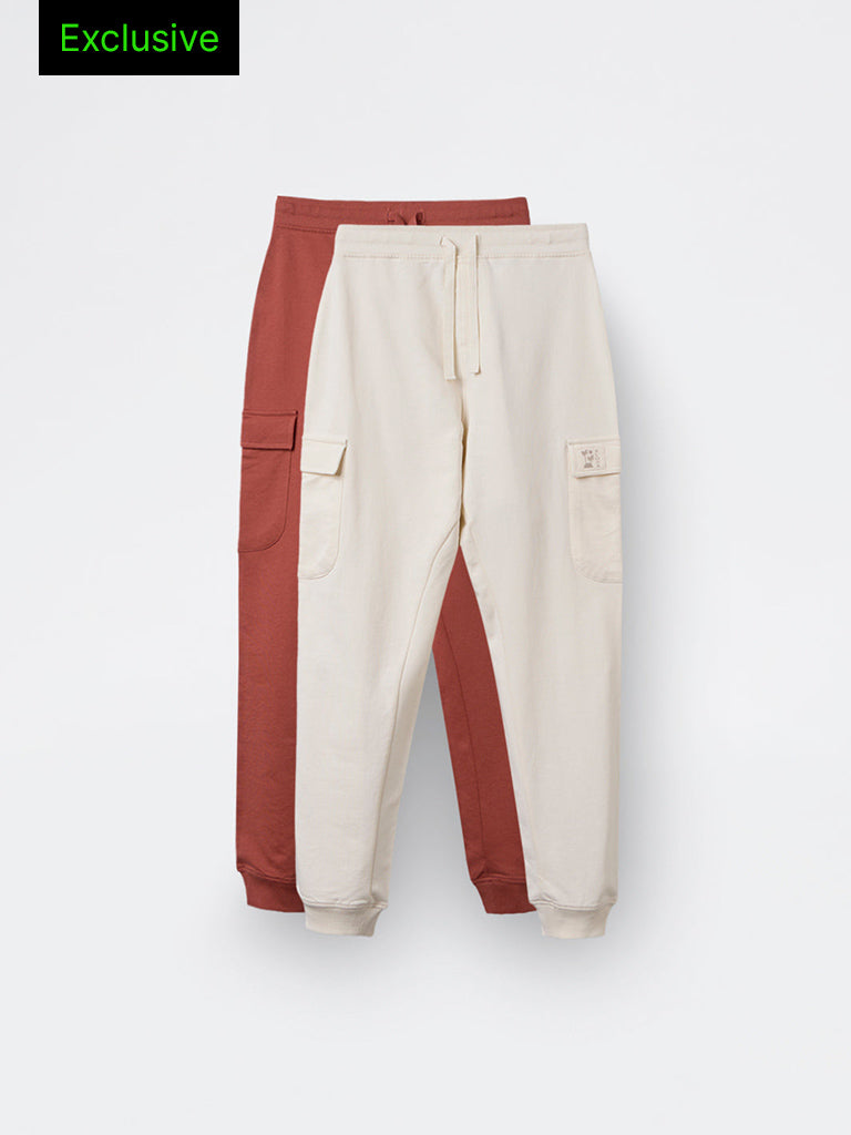2-Pack HOP Kids Boys Multicolour Solid Mid-Rise Cotton Joggers - Exclusive