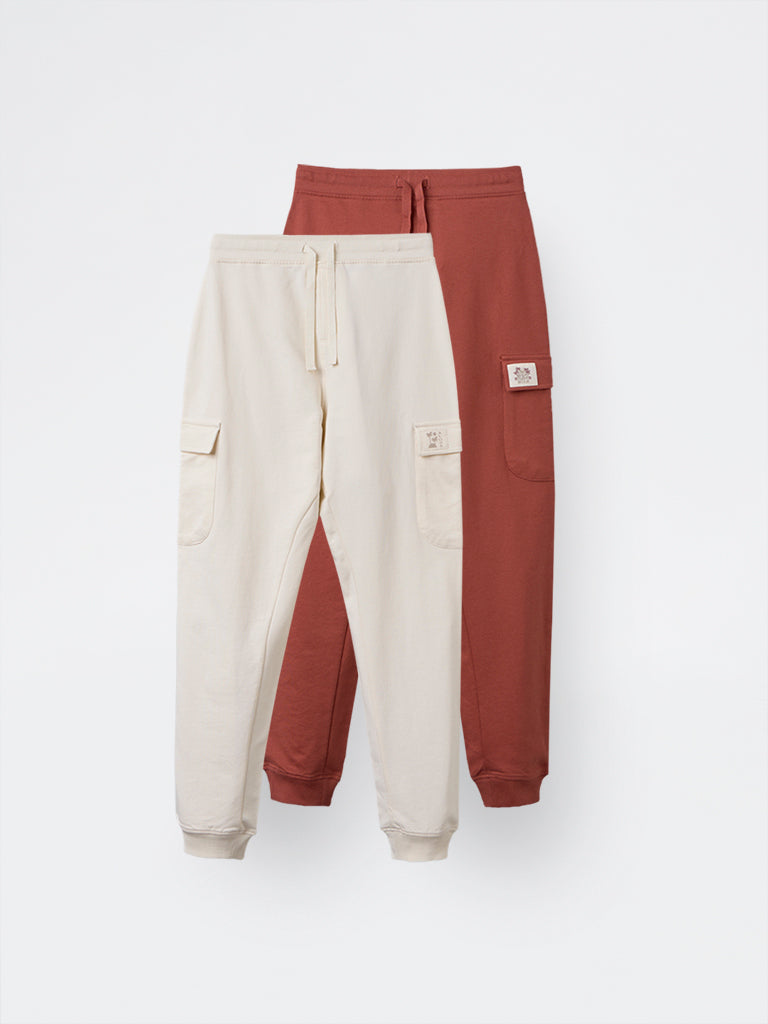 2-Pack HOP Kids Boys Multicolour Solid Mid-Rise Cotton Joggers - Exclusive