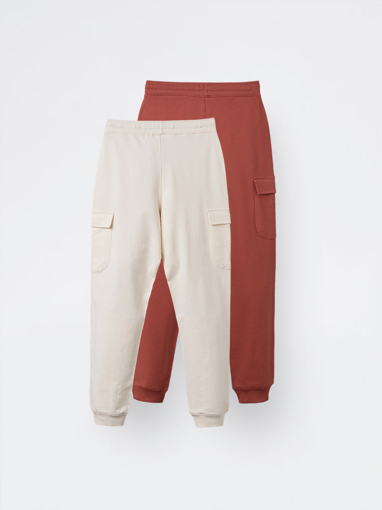 2-Pack HOP Kids Boys Multicolour Solid Mid-Rise Cotton Joggers - Exclusive