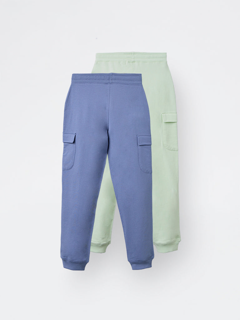 2-Pack HOP Kids Boys Multicolour Solid Mid-Rise Cotton Joggers - Exclusive