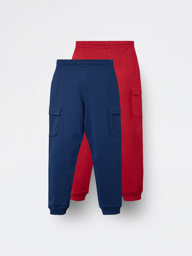 2-Pack HOP Kids Boys Multicolour Solid Mid-Rise Cotton Joggers - Exclusive