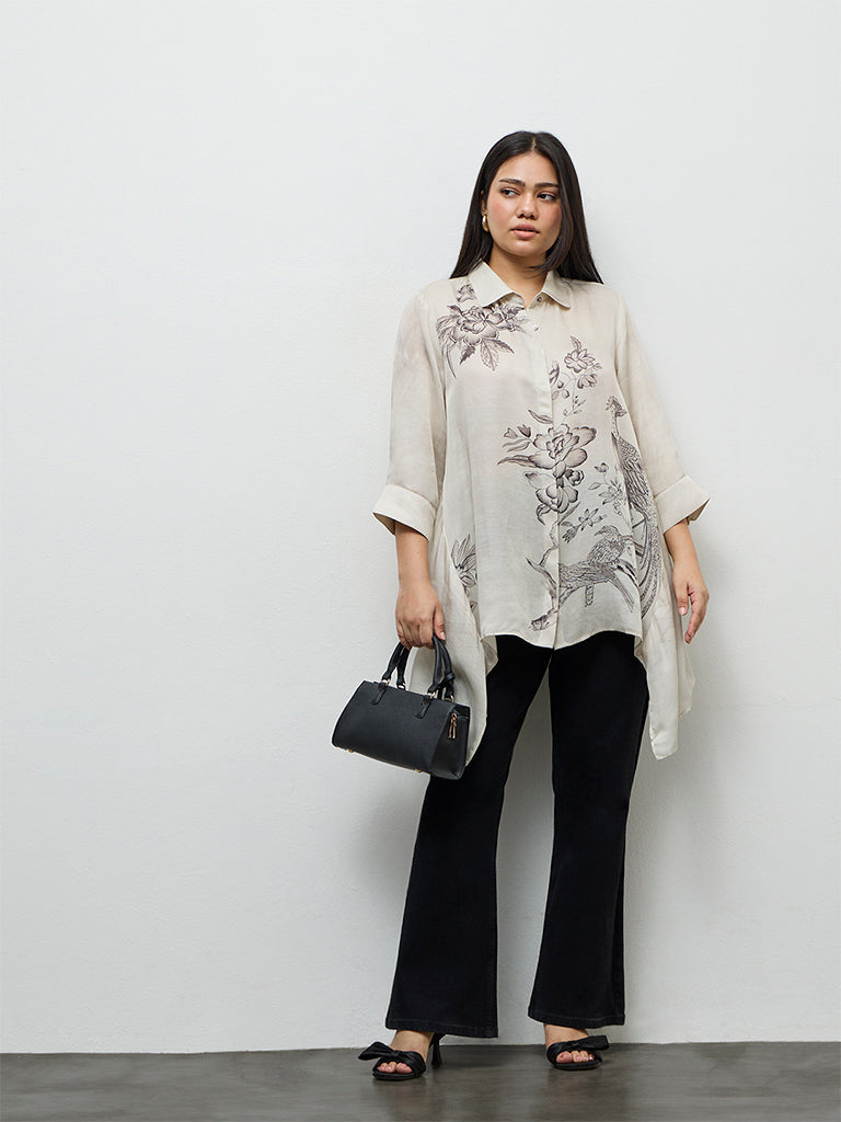 Diza Light Taupe Nature-Inspired Tunic