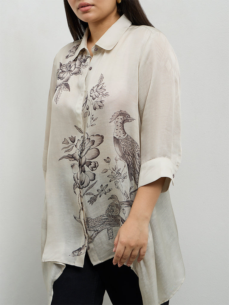 Diza Light Taupe Nature-Inspired Tunic
