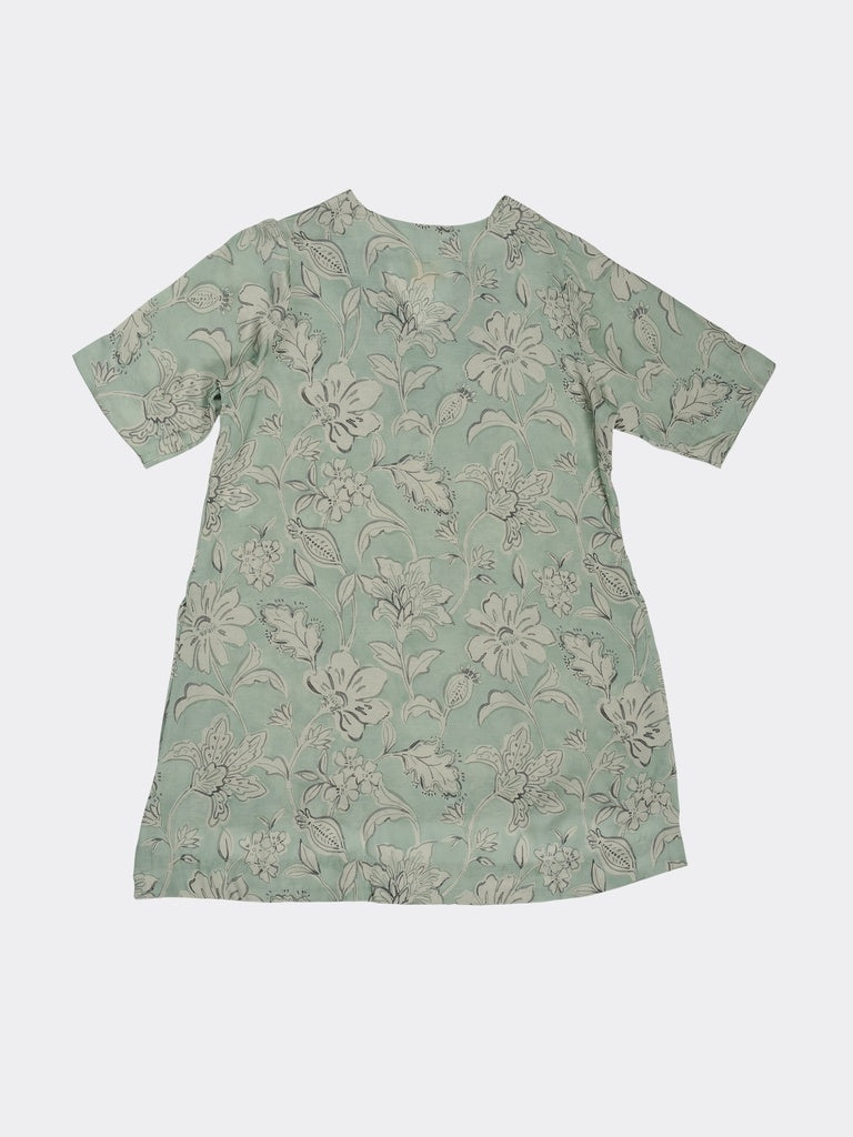 Diza Mint Floral Printed High-Low Tunic