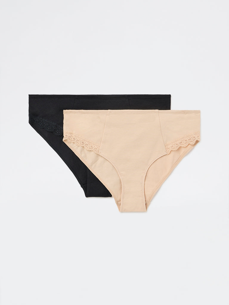 Wunderlove 2-Pack Lace-Detailed Cotton-Blend Hipster Briefs