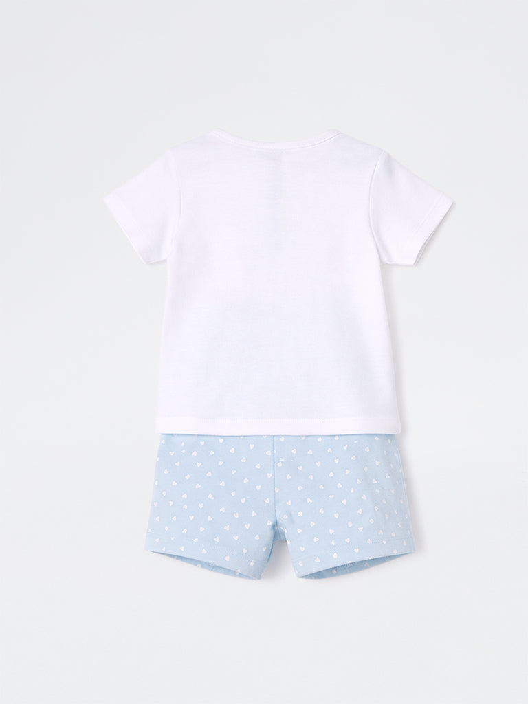 2-Piece HOP Baby Girls White Animal Printed Cotton Set