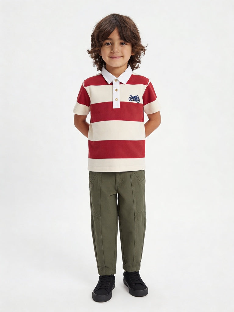 HOP Kids Boys Light Olive Mid Waist Straight Fit Jeans