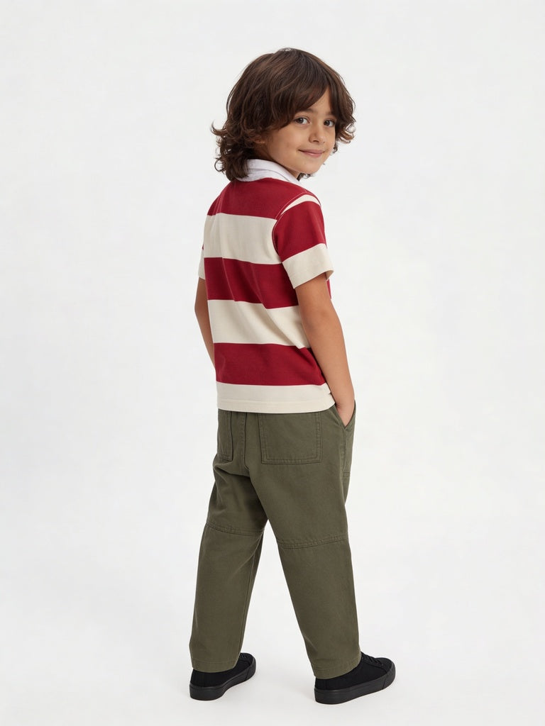 HOP Kids Boys Light Olive Mid Waist Straight Fit Jeans