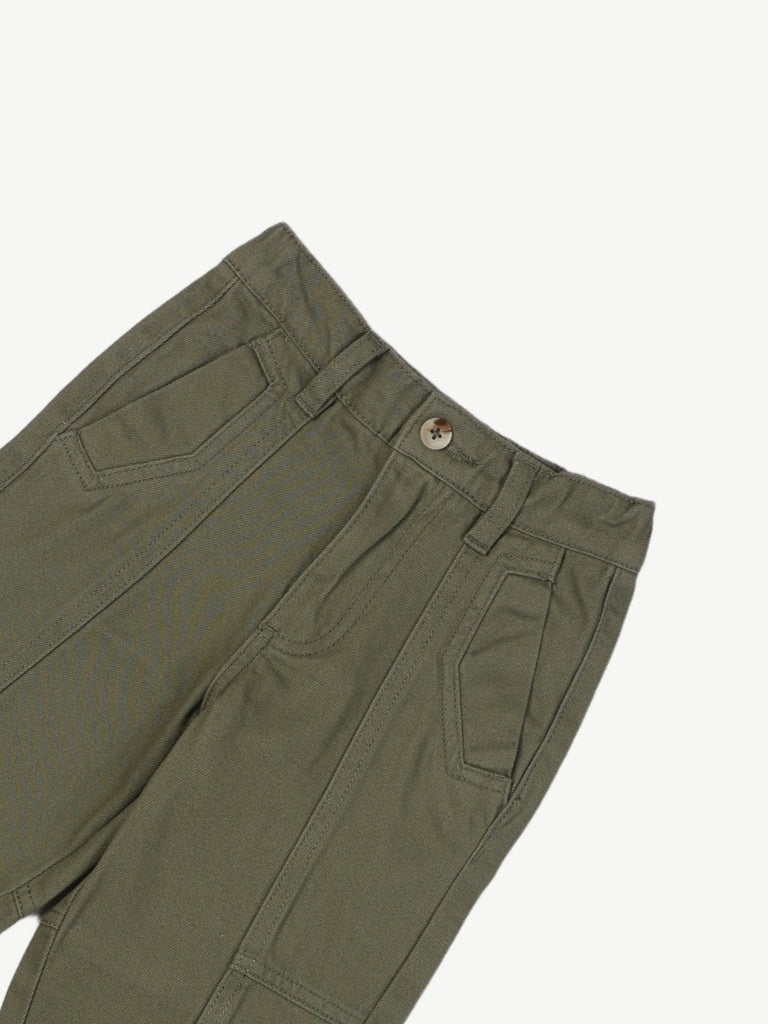 HOP Kids Boys Light Olive Mid Waist Straight Fit Jeans