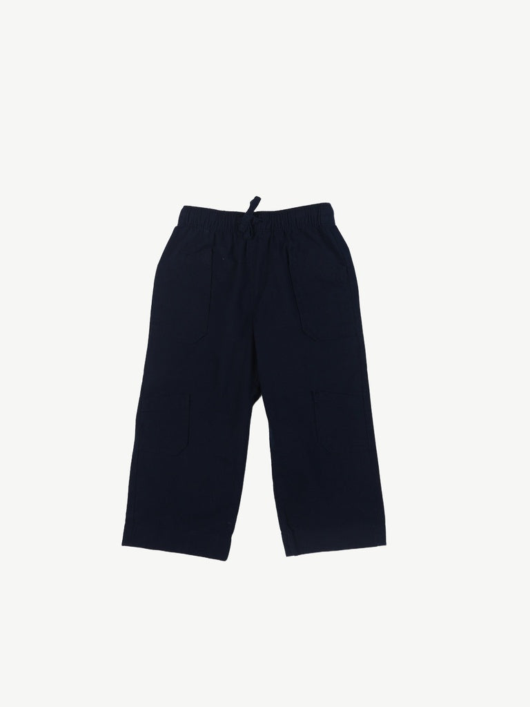 HOP Kids Boys Navy Blue Flowy Cotton Trousers