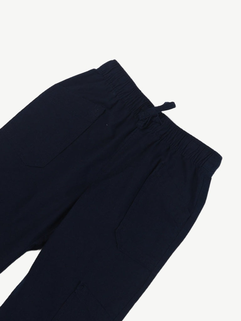 HOP Kids Boys Navy Blue Flowy Cotton Trousers