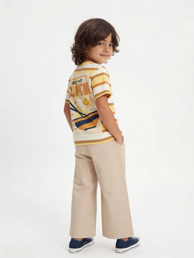 HOP Kids Boys Stone Multi-Pocket Relaxed Fit Cotton Cargo Trousers