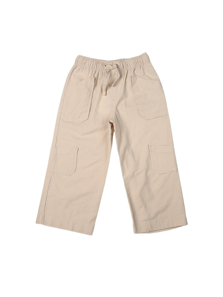 HOP Kids Boys Stone Multi-Pocket Relaxed Fit Cotton Cargo Trousers