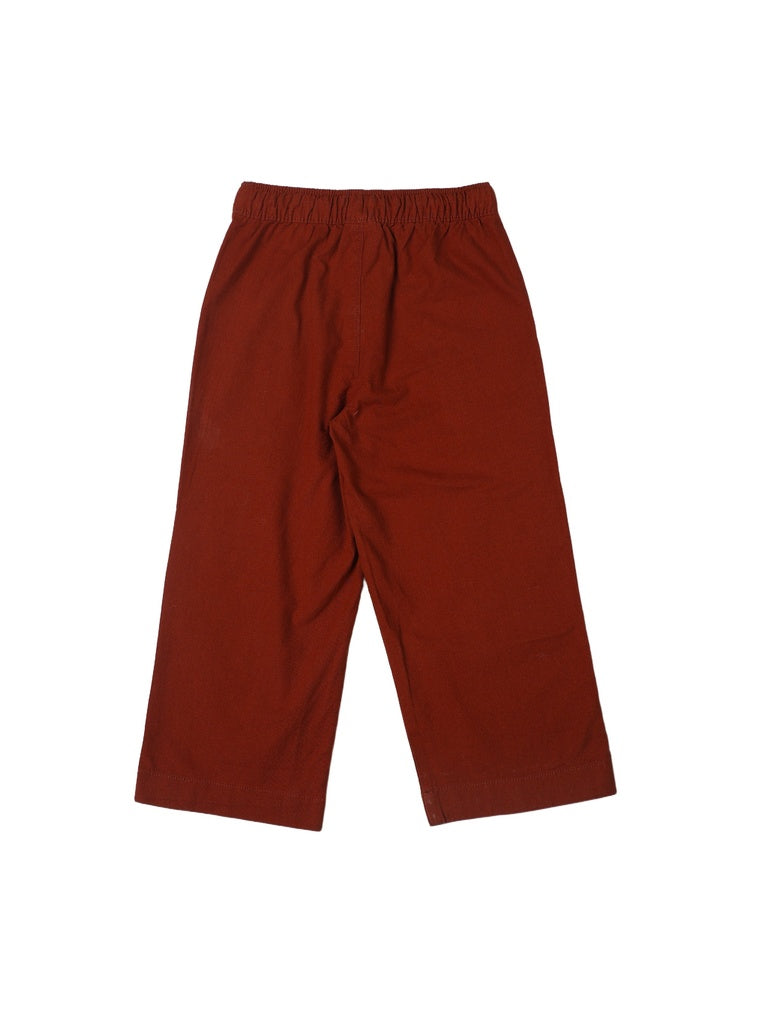 HOP Kids Boys Rust Solid Relaxed-Fit Cotton Trousers