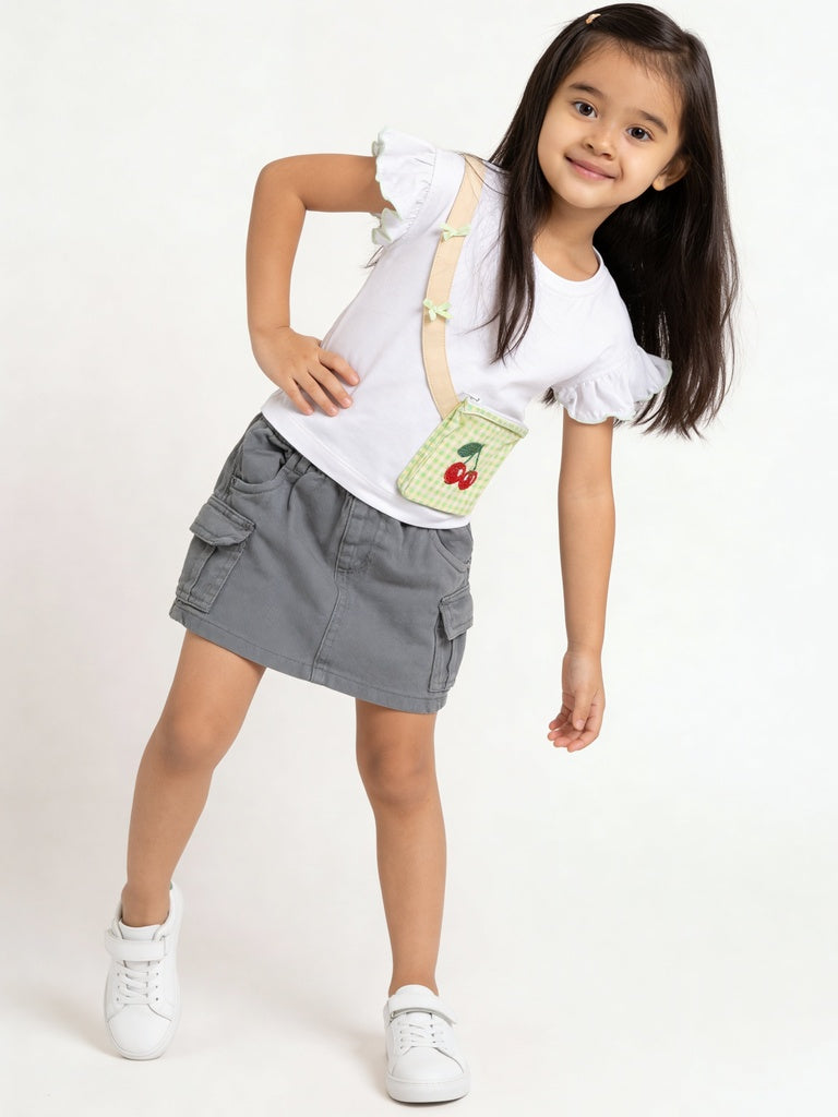HOP Kids Girls Sage Denim Knee-Length Skirt