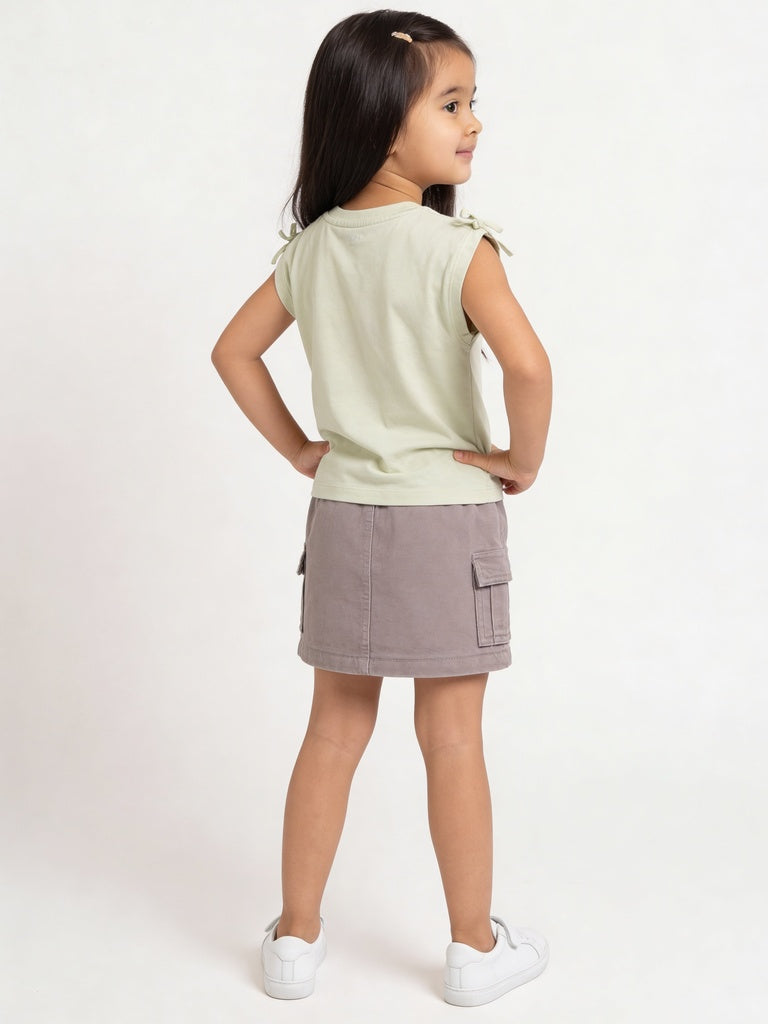 Hop Kids Girls Taupe Cargo Denim Skirt