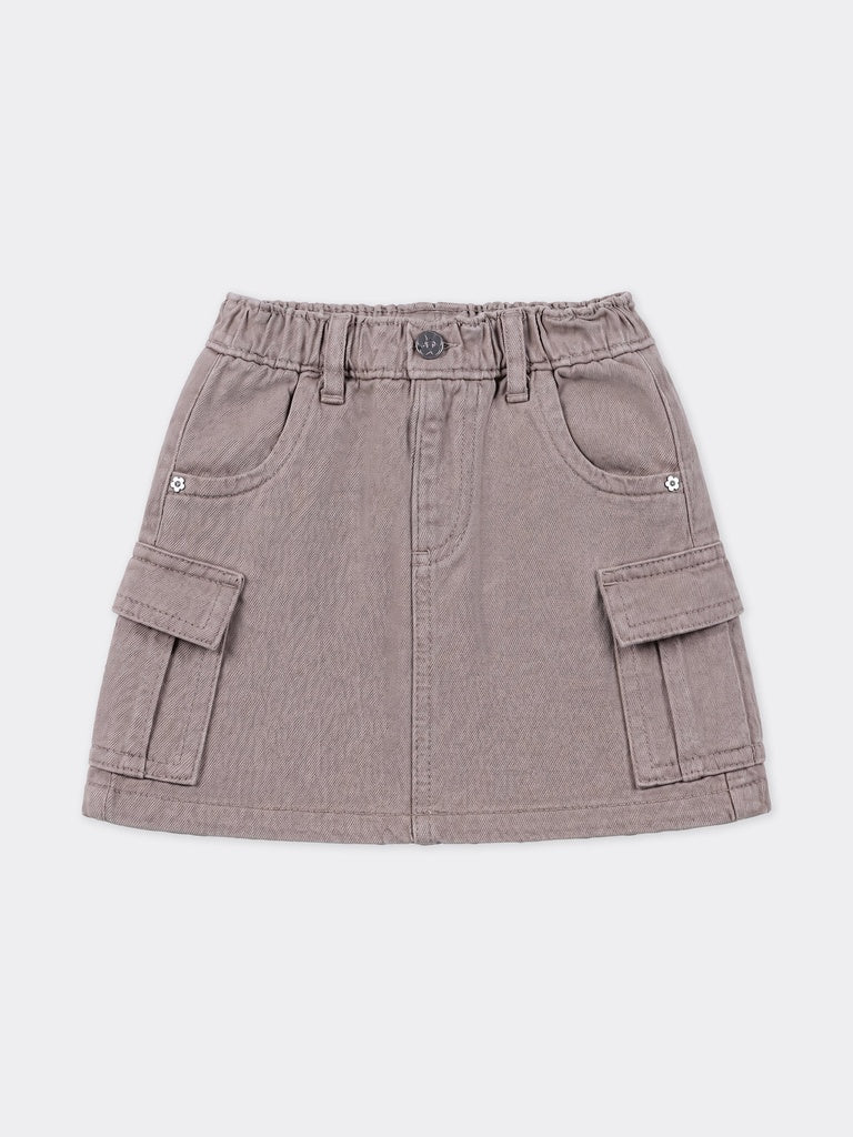 Hop Kids Girls Taupe Cargo Denim Skirt