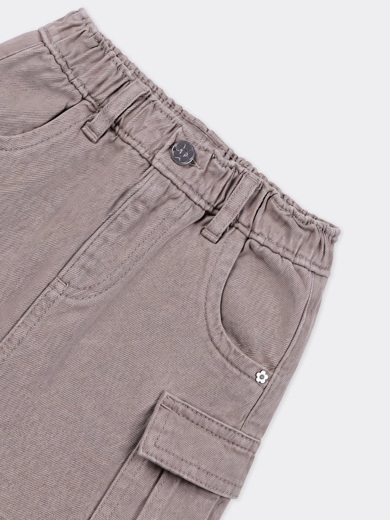 Hop Kids Girls Taupe Cargo Denim Skirt