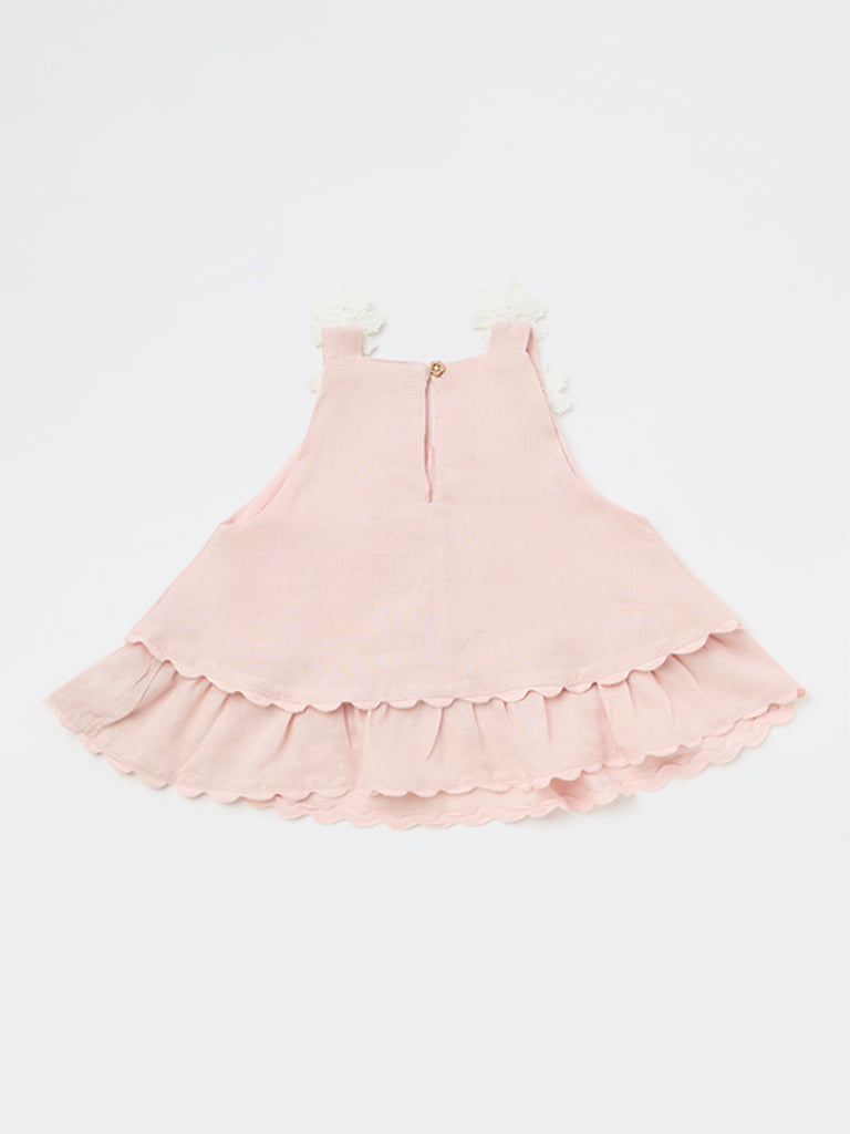 HOP Kids Girls Pink Floral Applique Top