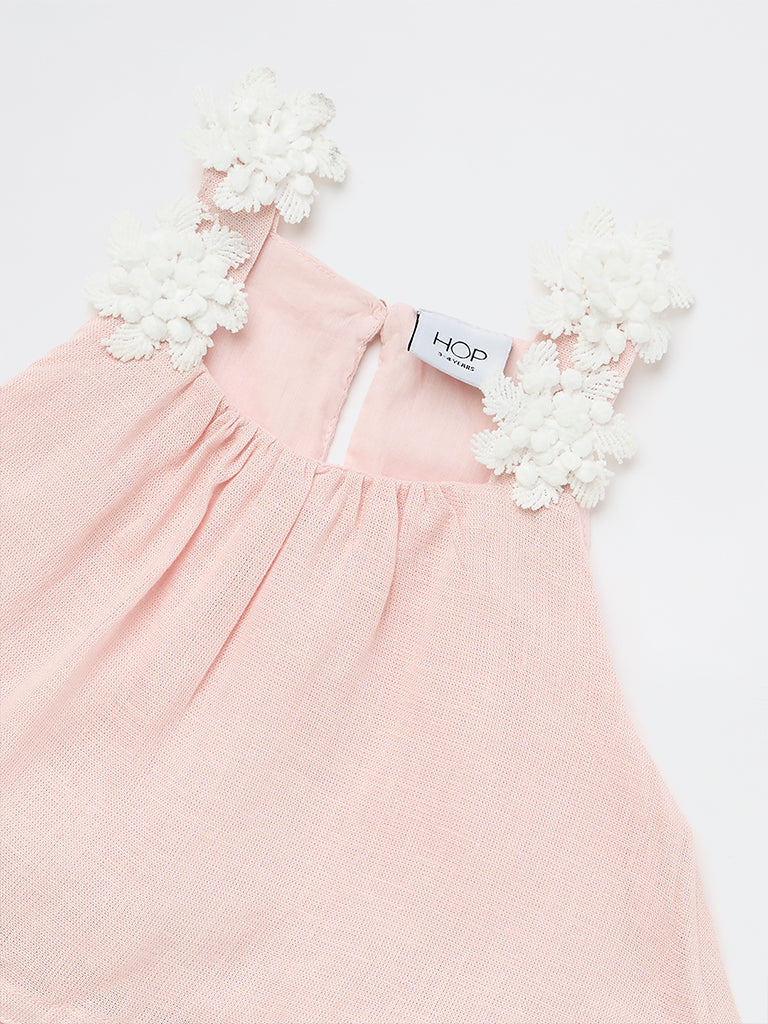 HOP Kids Girls Pink Floral Applique Top