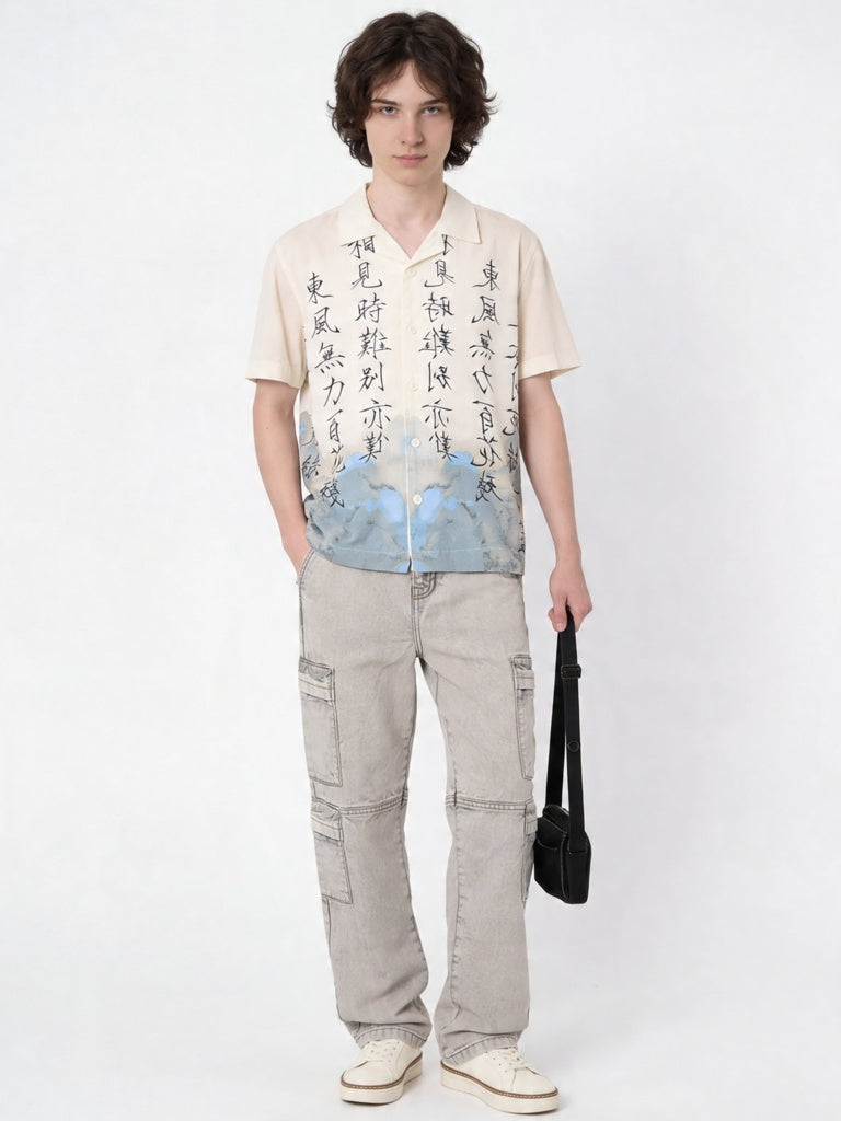 Y&F Kids Boys Off-White Printed Shirt