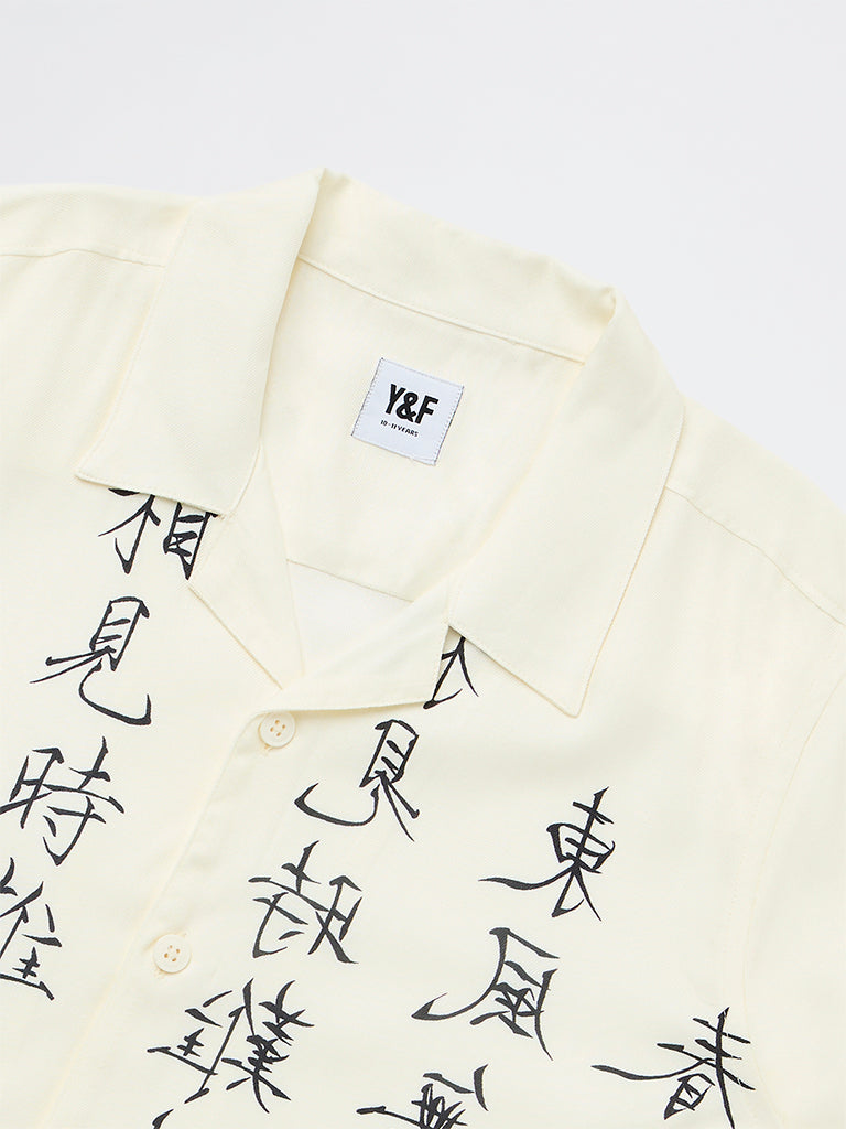 Y&F Kids Boys Off-White Printed Shirt