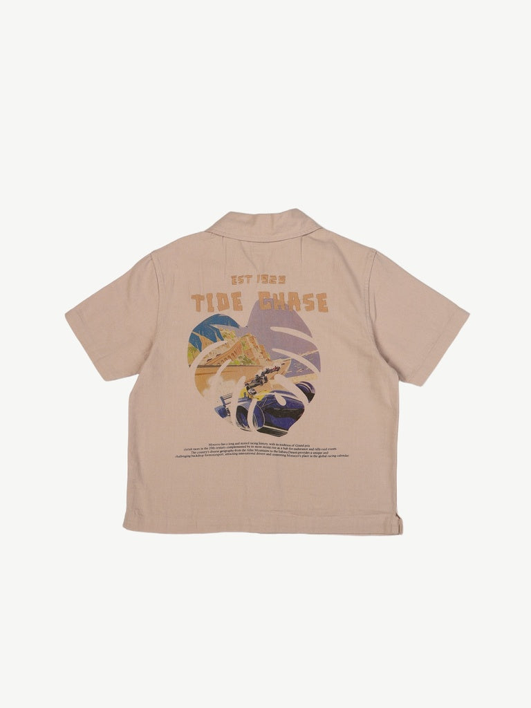 Y&F Kids Boys Beige Embroidered Cotton Shirt