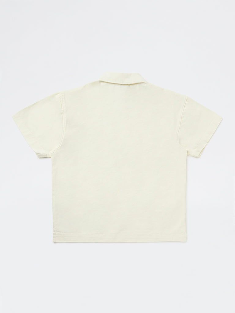 Boys Off-White Printed Cotton Polo T-Shirt