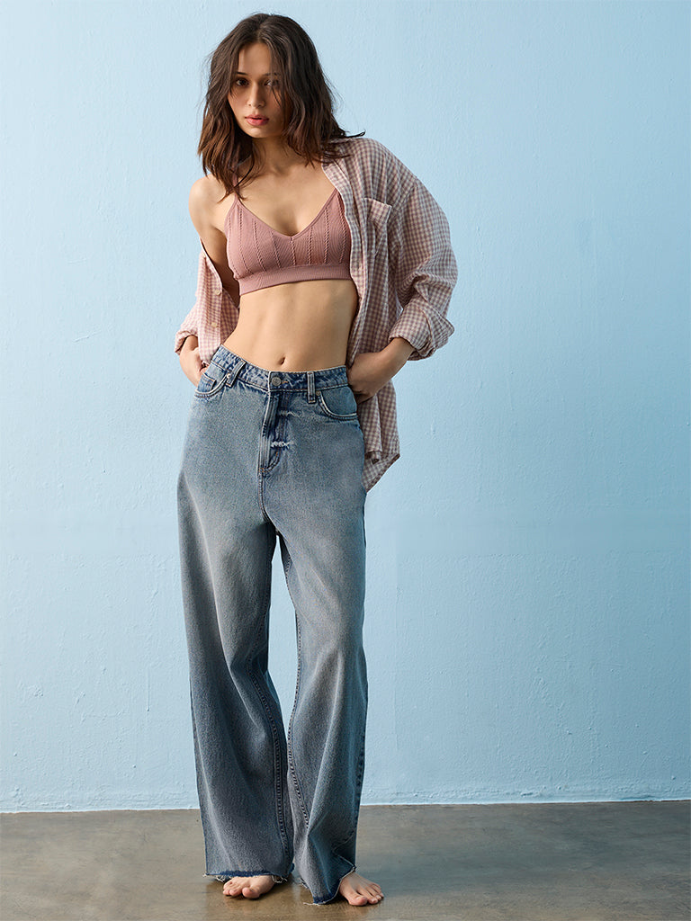 Superstar Brown Cable Knitted Padded Bralette