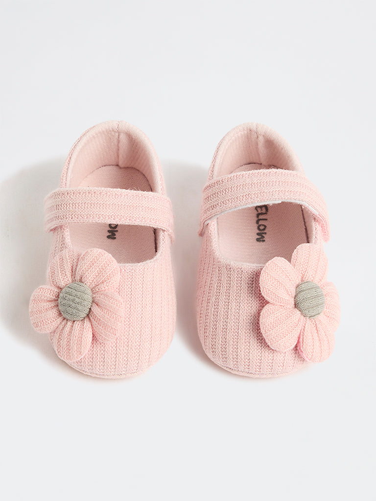 Yellow Pink Floral Booties