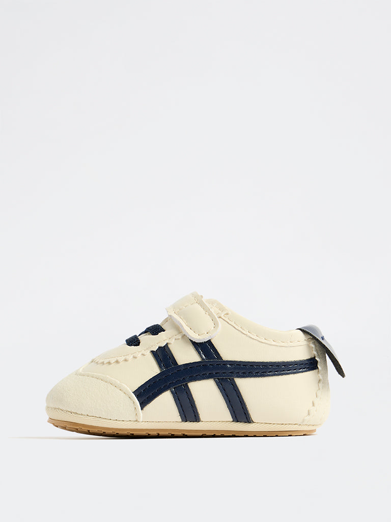 Yellow Off-White Stripe-Printed Lace-Up Sneakers